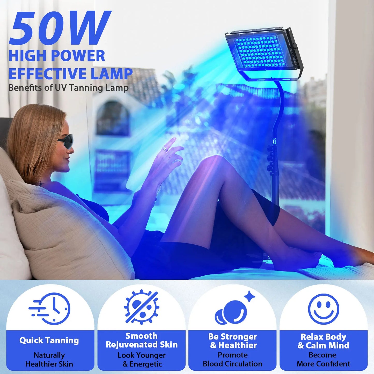 50W Ultraviolet Tanning Lamp – Full-Body Home Tanning Solution